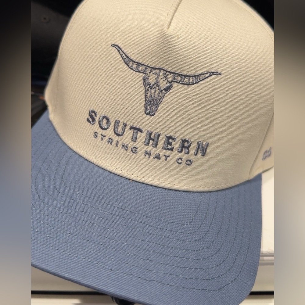 Southern String Hat Co Cream and Blue Hat